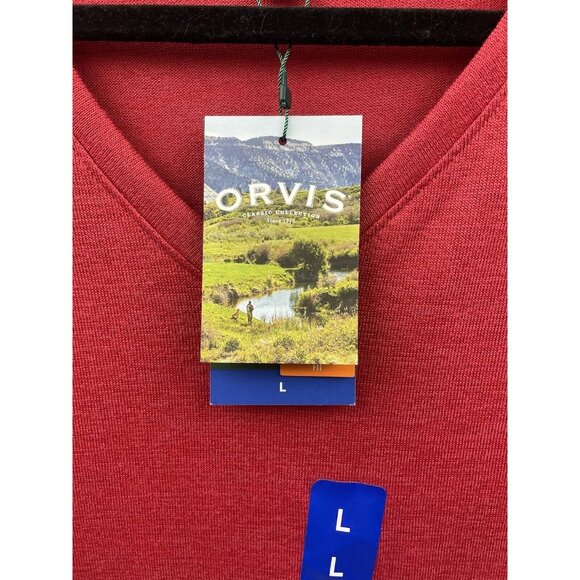 ORVIS 46% RAYON V-NECK TUNIC KNIT TOP SIZE LARGE RED - Picture 13 of 16